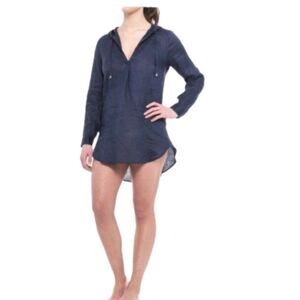 For Cynthia  beachwear 100% linen beach/swim cover up BLUE SIZE M
